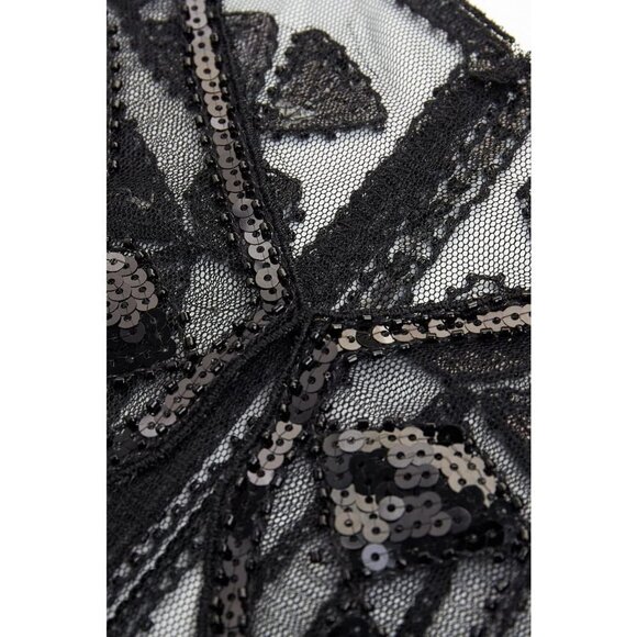 Women Sequin Beaded Evening Cape 1920s Shawl  Wraps (Black) - Picture 5 of 6